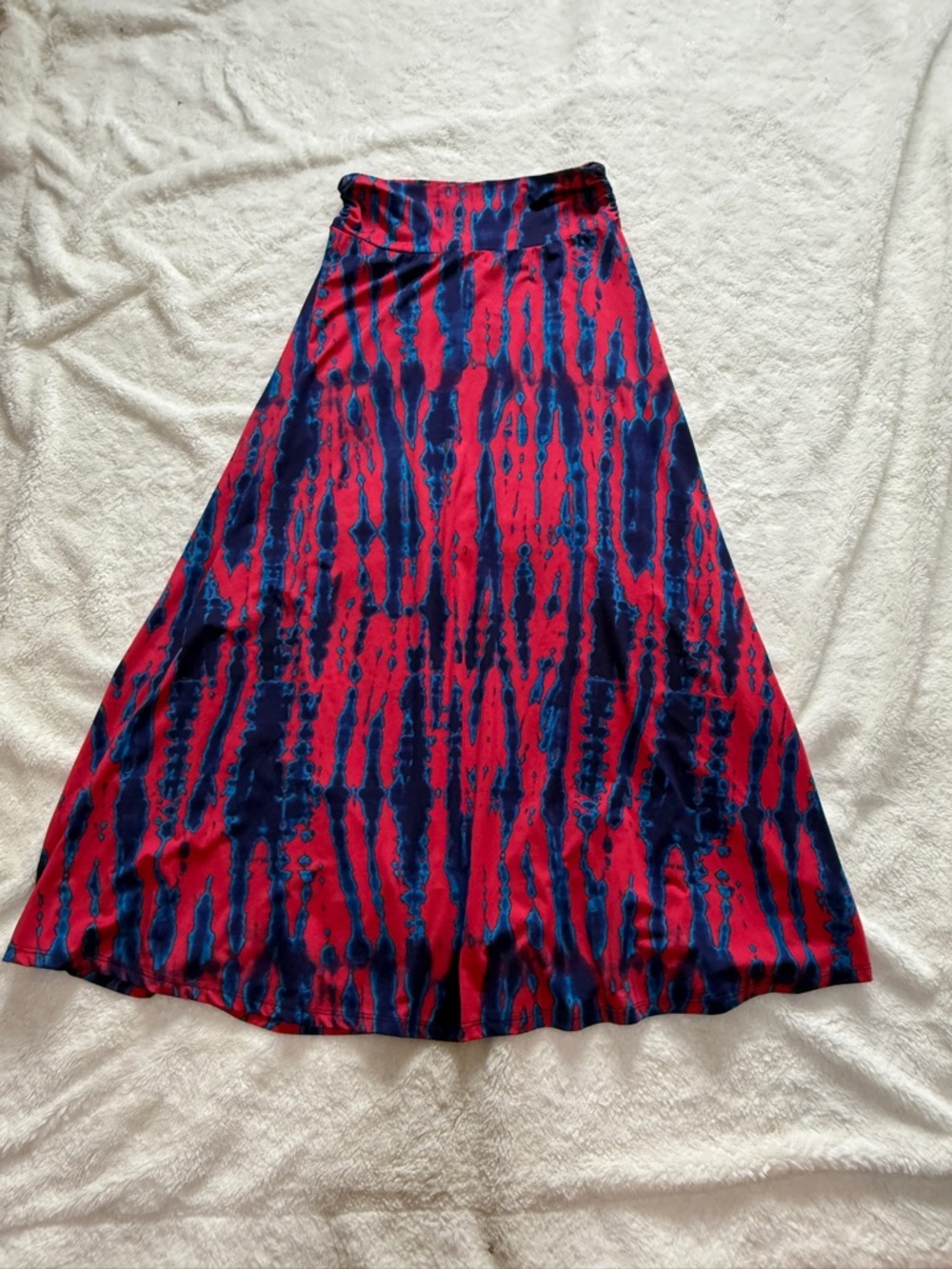 Signature Studio Red and Navy Tie-Dye A-Line Skirt